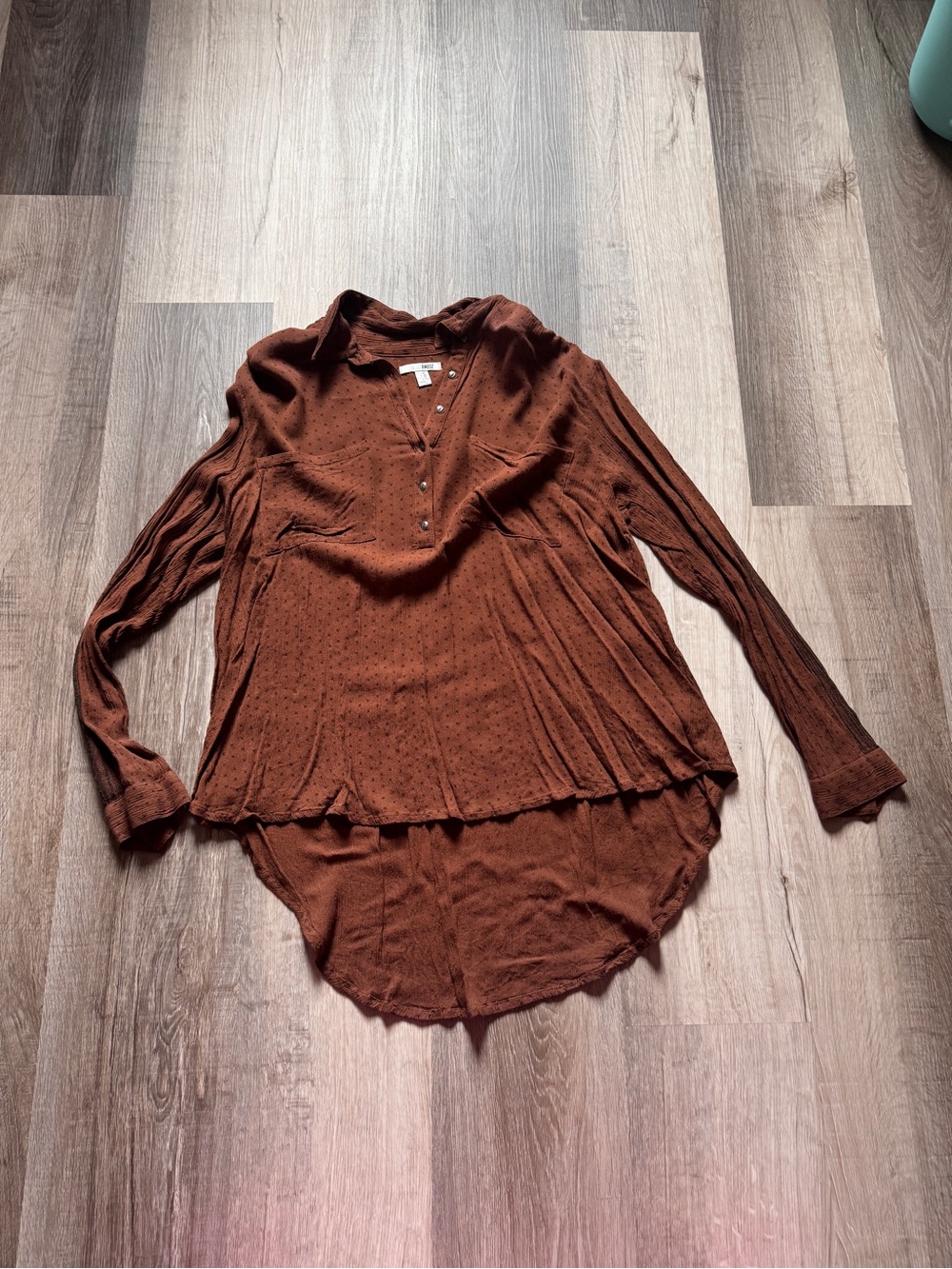 Amuse Society Copper Brown Button Henley Tunic